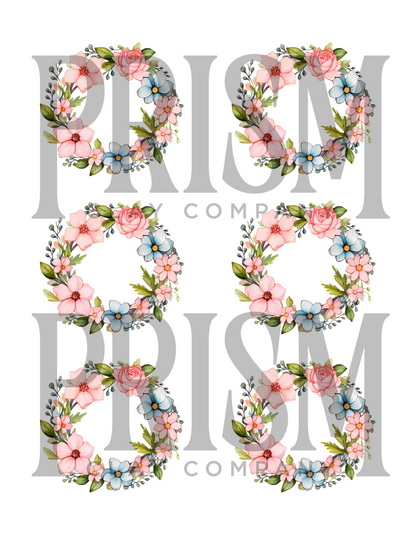 Spring Transfer Paper | Peach & Blue Wreath