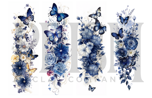 Bookmark Transfer Paper | Blue Butterfly | Bookmark | Set of 4