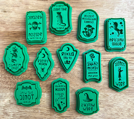 Potion Bottle Labels | Poison Bottle Label Clay Cutters