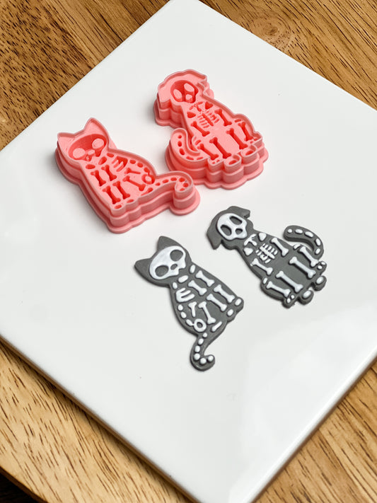 Skeleton Cat & Dog Embossed Clay Cutters