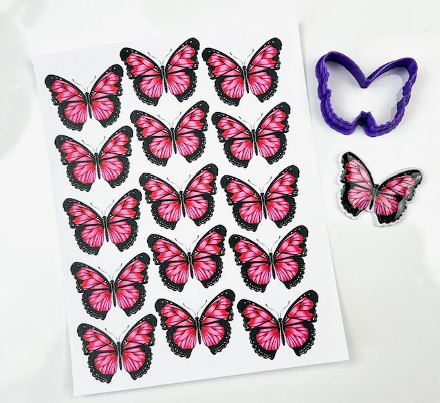 Pink Lace Butterfly Transfer Paper & Cutter